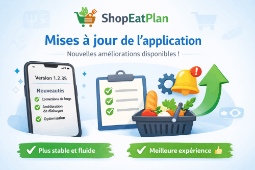 Mise à jour ShopEatPlan