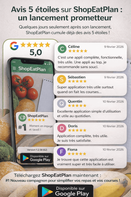 Avis 5 étoiles pour ShopEatPlan